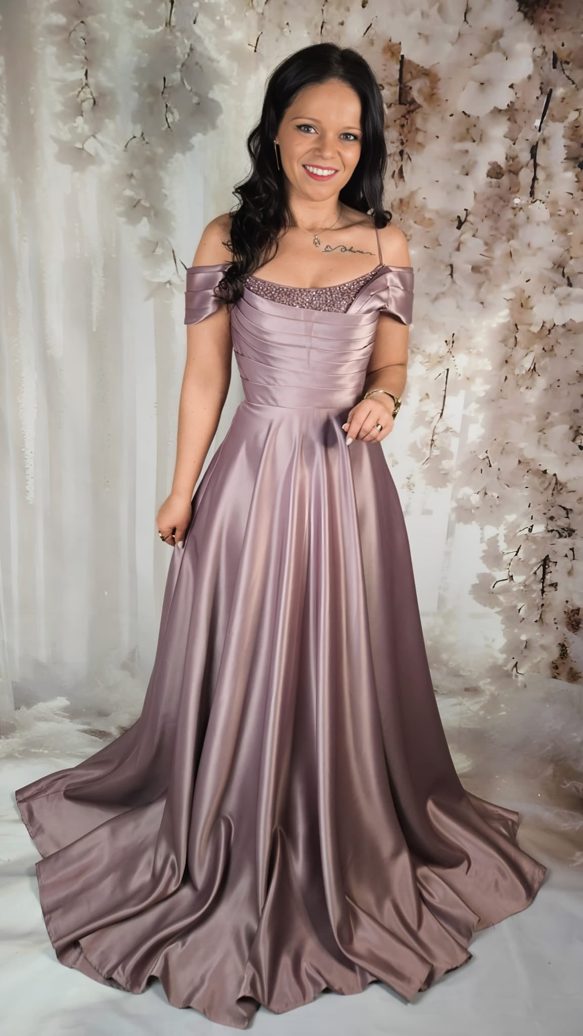 Vestido Quartzo Rosa Elegante 9744